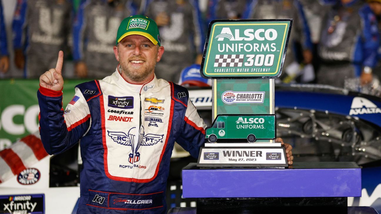 Allgaier wins rain-delayed Xfinity race at Charlotte