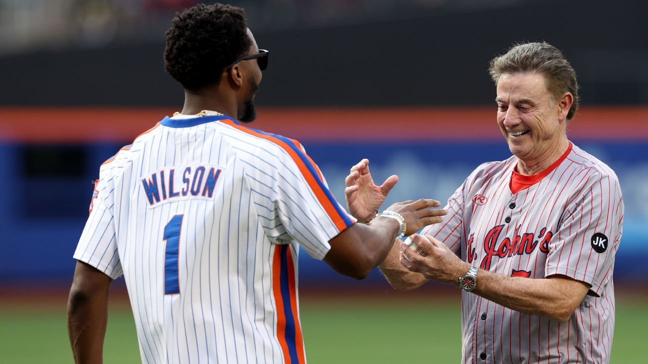 Rick Pitino throws Subway Series first pitch to Donovan Mitchell