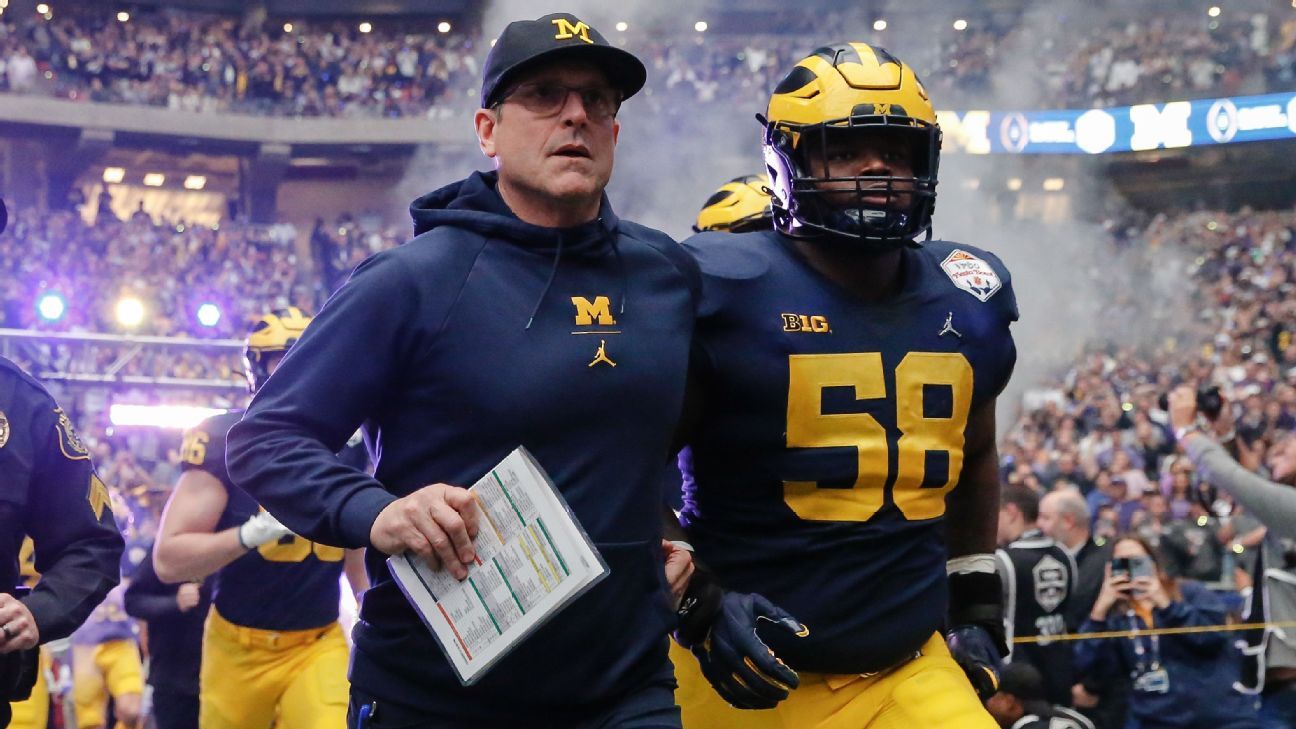 As NFL buzz begins, Jim Harbaugh says he'll be back at Michigan in