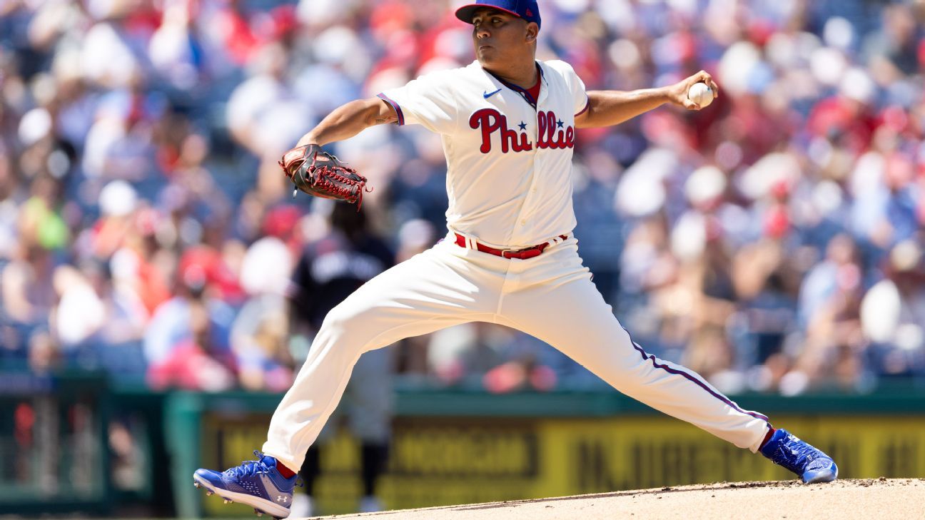 Philadelphia Phillies starting pitcher Ranger Suarez throws during