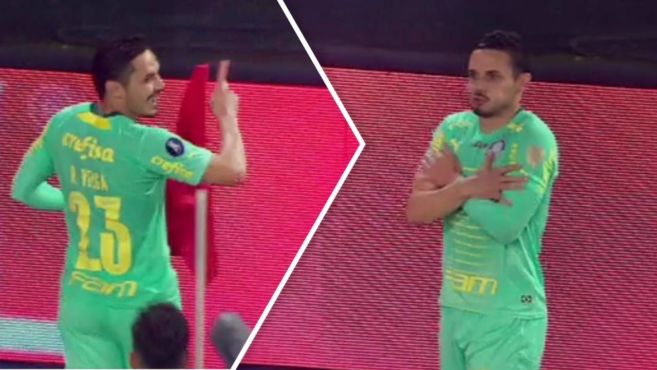 Veiga faz gol pelo Palmeiras, corre em direção à bandeirinha e... não faz comemoração habitual; veja