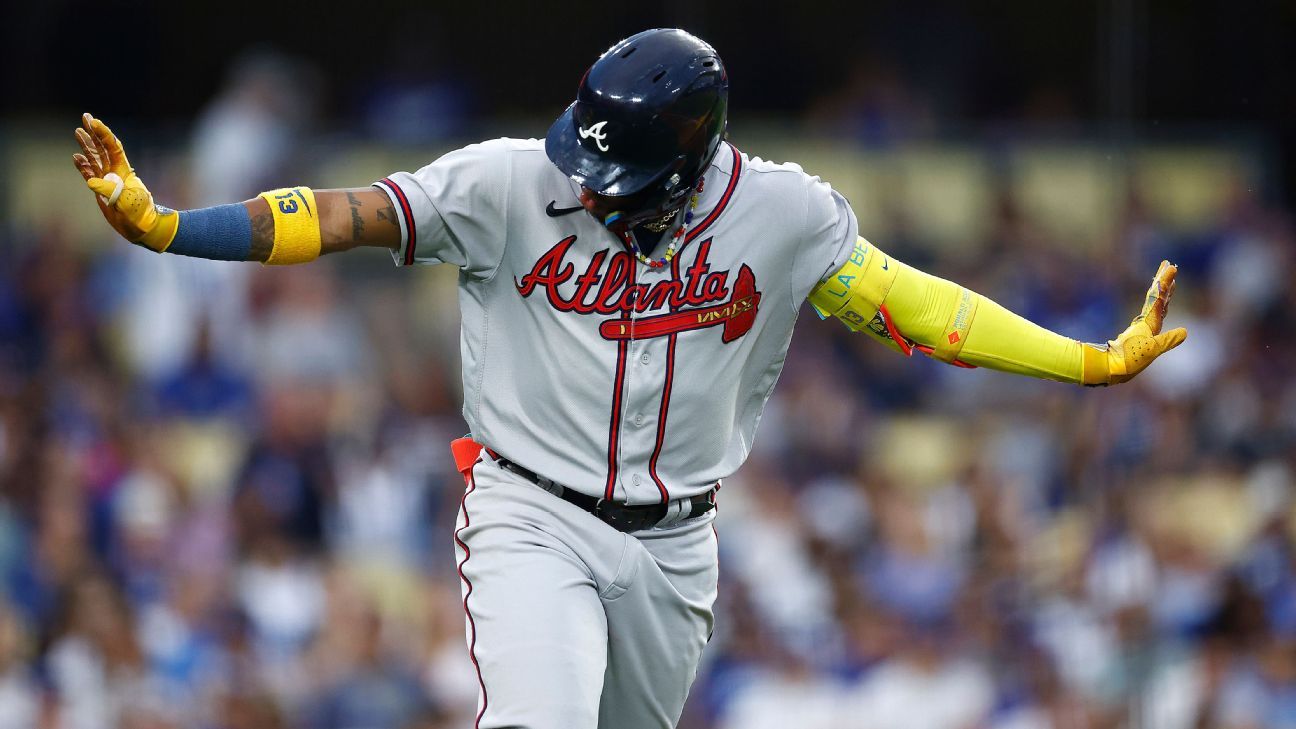 Ronald Acuna Jr. with a Grand Slam to become the first ever player to , ronald  acuna jr
