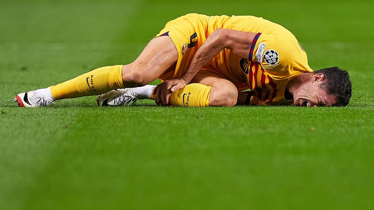 Barcelona's Robert Lewandowski sidelined with sprained ankle