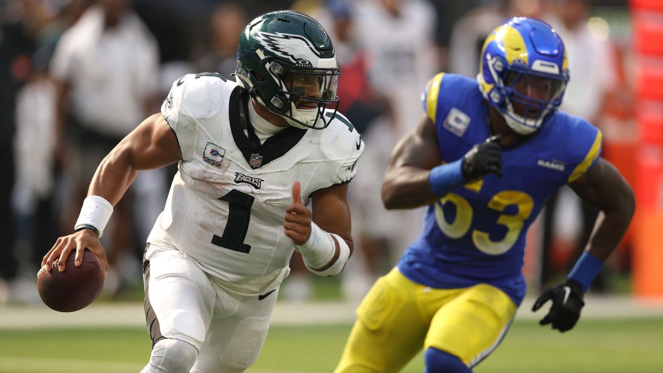 Eagles QB Jalen Hurts fez o melhor jogo da temporada na vitória