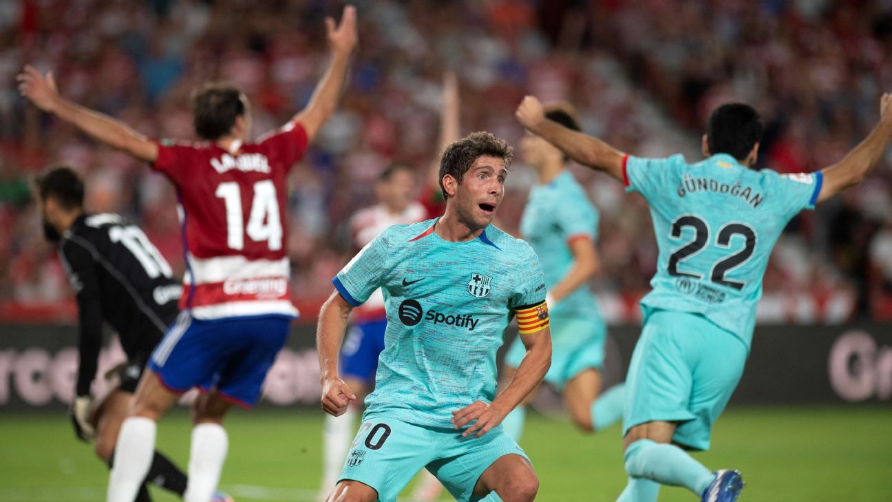 Frenkie de Jong of FC Barcelona celebrates 2-2 with Jules Kounde of News  Photo - Getty Images