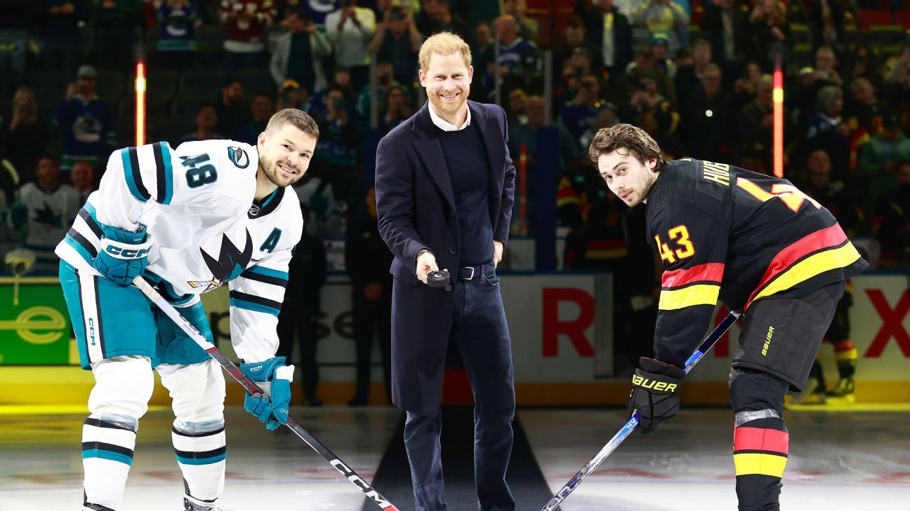 Royalty on ice: Prince Harry drops puck at Vancouver Canucks game