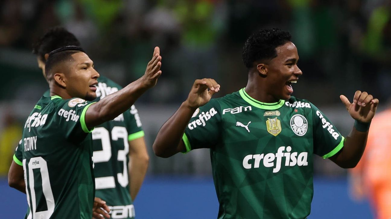 Endrick abre o placar para o Palmeiras contra o RB Bragantino; veja