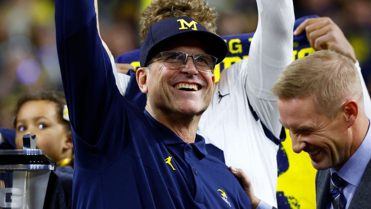 Jim Harbaugh aus Michigan verkündet die Auswirkungen des „National Champion“-Effekts.