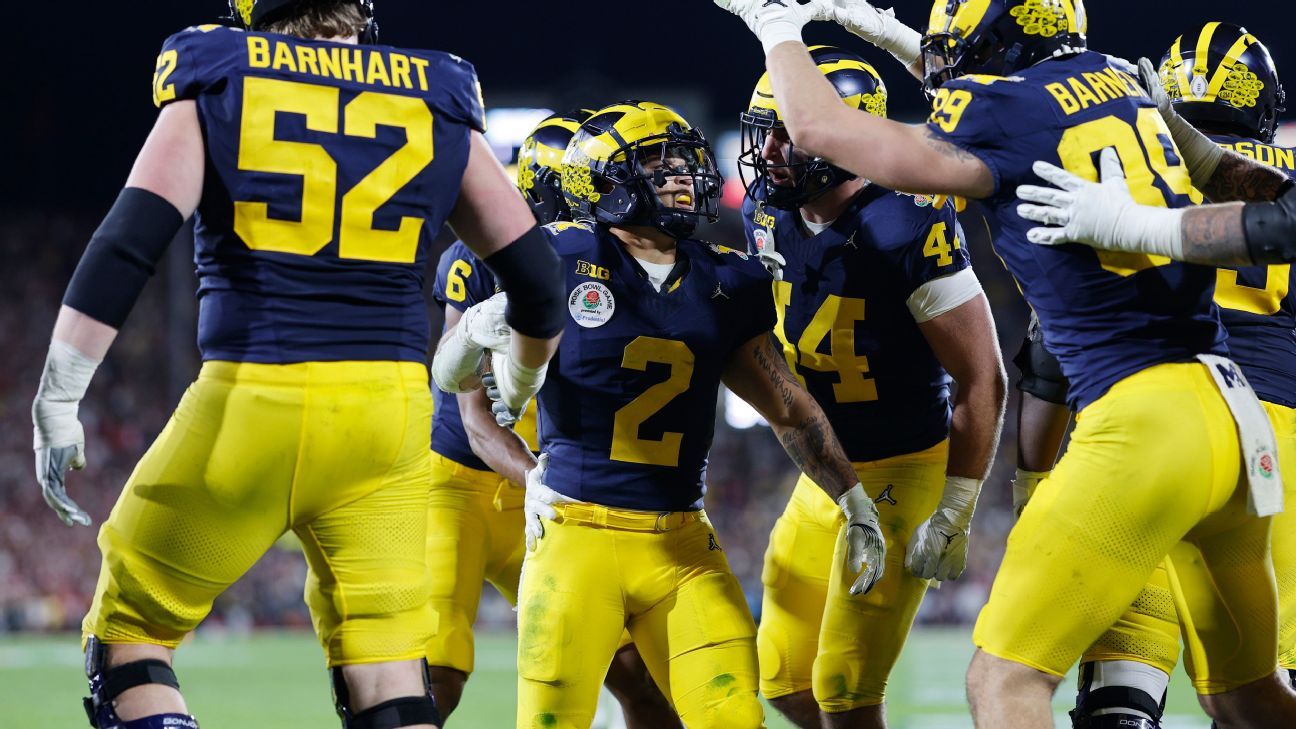 Michigan pokonuje Alabamę w dogrywce w Rose Bowl i awansuje do meczu o tytuł CFP