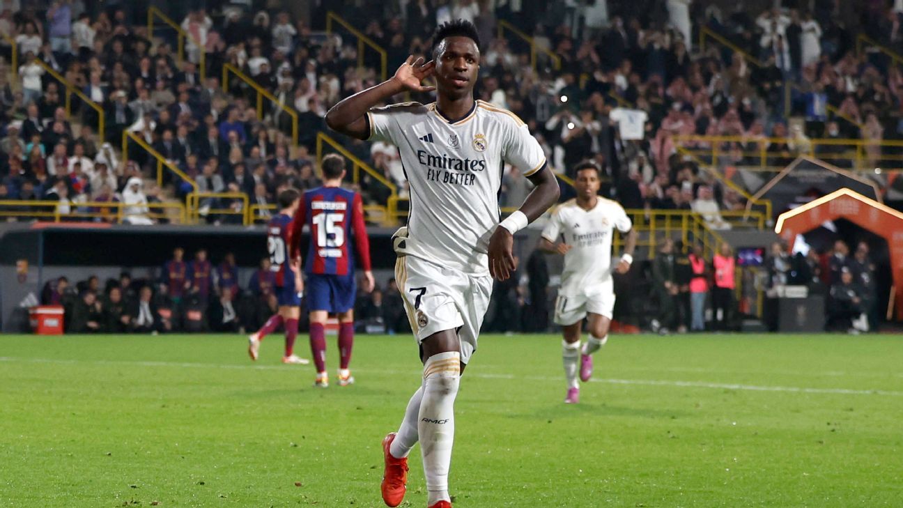 Vinicius Junior hat-trick helps Real Madrid batter Barca in final