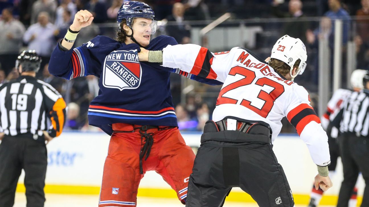 Rangers-Devils opens with 5 fights, 8 ejections