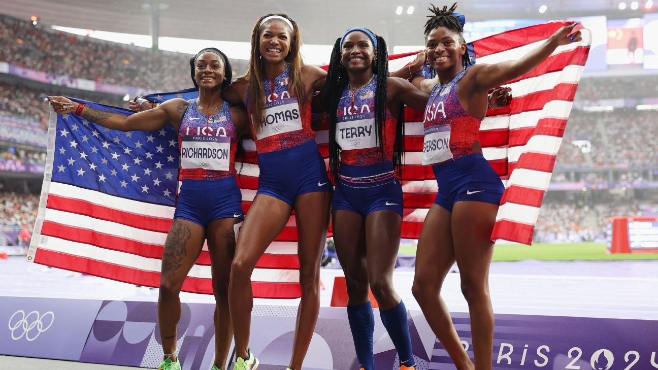 Sha'Carri Richardson rallies U.S. 4x100 relay to Olympic gold ESPN