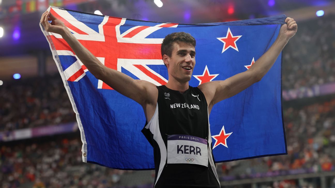 Paris 2024 Kiwi Kerr takes Olympic gold in bizarre high jump final ESPN