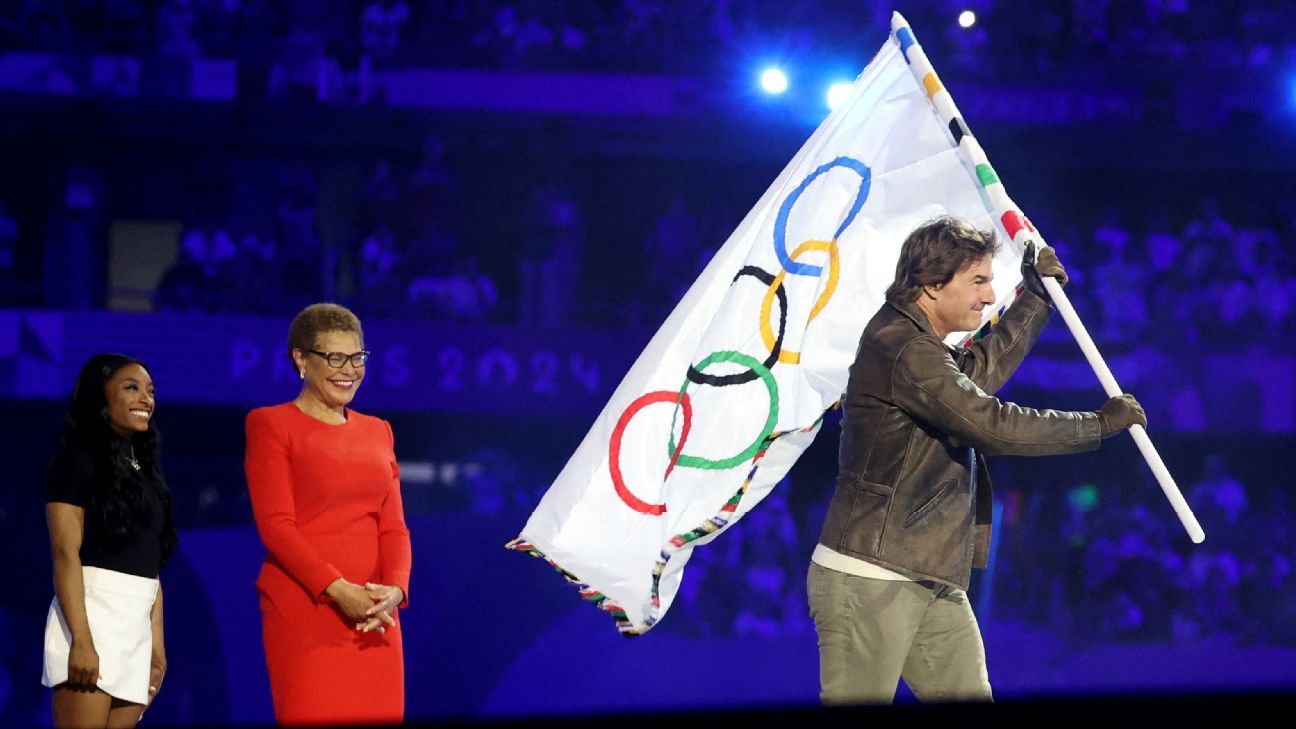 Tom Cruise and Simone Biles take the baton to Los Angeles 2028