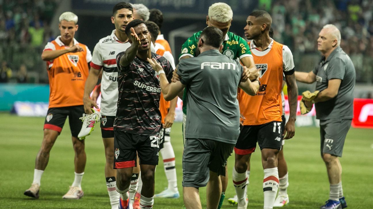 Briga generalizada em clássico Palmeiras x São Paulo gera tumulto e revolta.