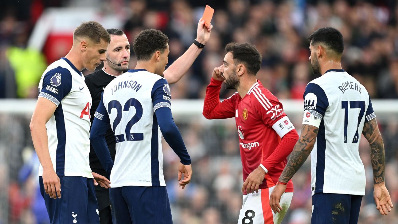 United successfully appeal Bruno's Spurs red card