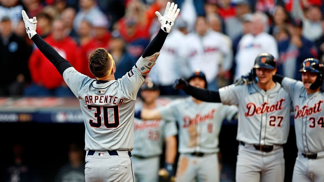 The Tigers win Game 2 behind Kerry Carpenter and Tarik Skubal to tie the ALDS