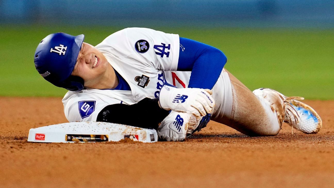 Ohtani exits Game 2 with injury on slide attempt