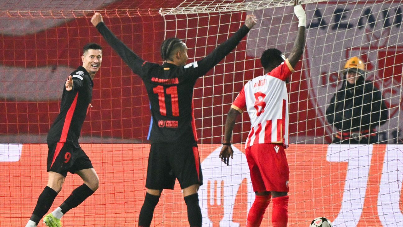 Barcelona goleia Estrela Vermelha com brilho de Raphinha e Lewandowski
 #ÚltimasNotícias #Portugal