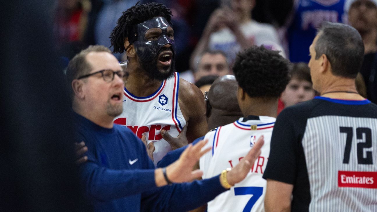 76ers win after furious Embiid ejected in chaotic half