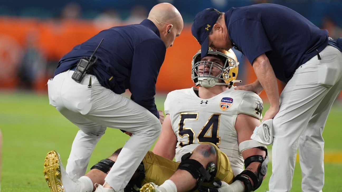 Notre Dame LT Anthonie Knapp (ankle) out for CFP title game - ESPN