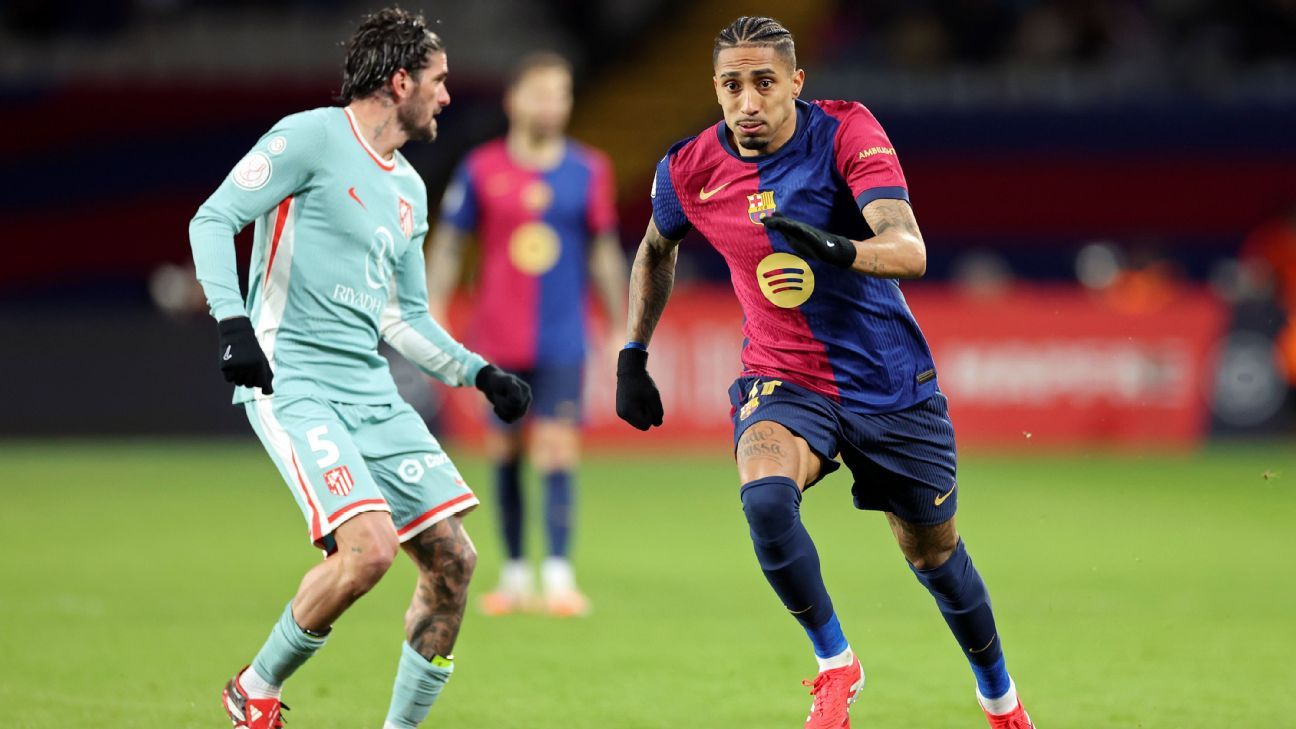 Raphinha e Yamal dão show, mas Barcelona cede empate ao Atlético no fim após jogaço de oito gols pela semi da Copa do Rei