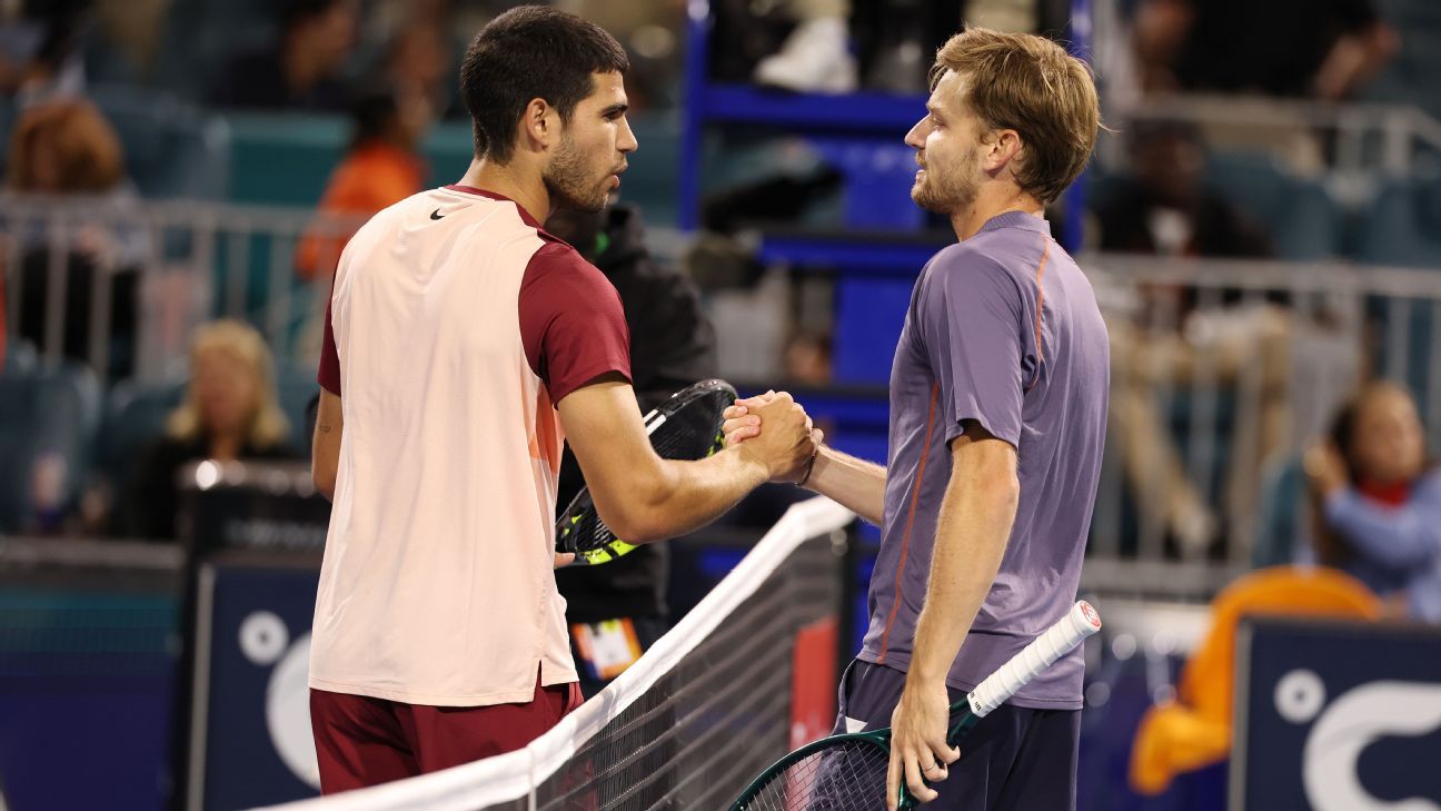 No. 2 Alcaraz shocked by Goffin in Miami opener