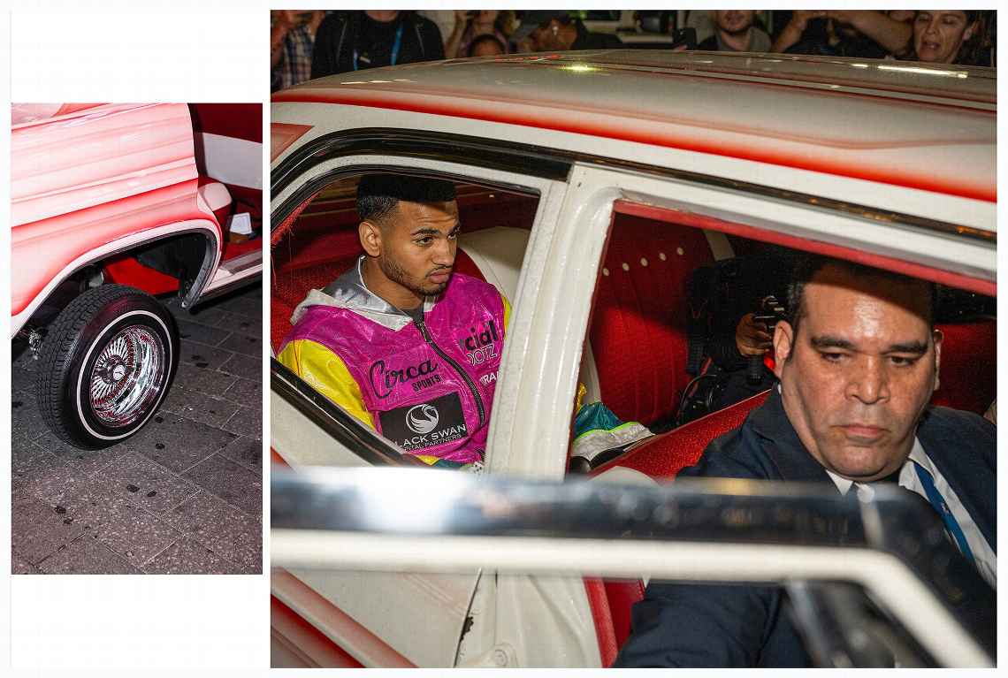 Rolly Romero arriving in lowrider