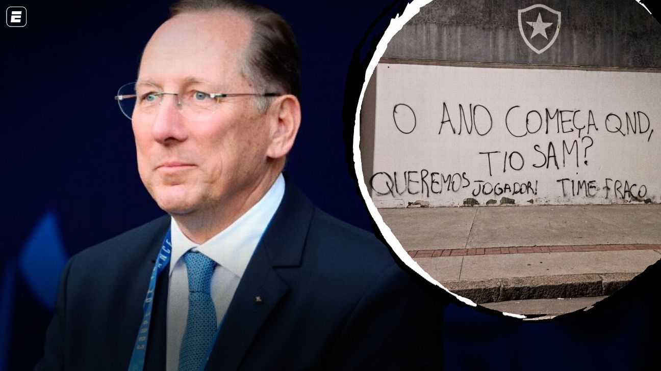 'Ano começa quando?': Botafogo tem muros do Nilton Santos pichados em protesto contra Textor e Renato Paiva