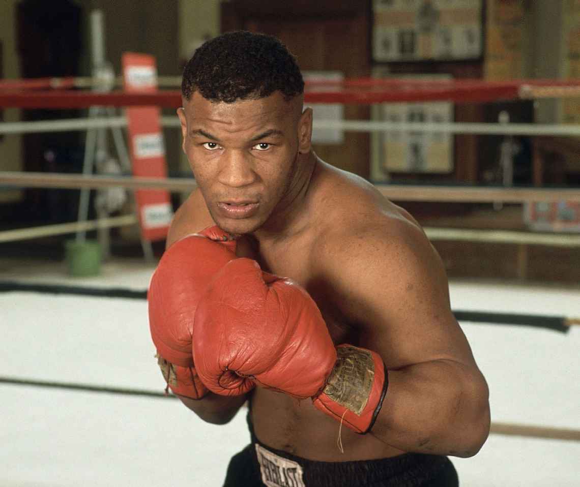 Mike Tyson celebrating a win