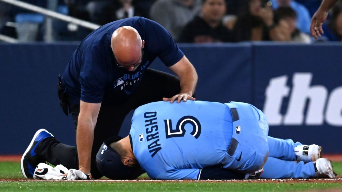 Jays’ Varsho to undergo MRI after hurting hammy