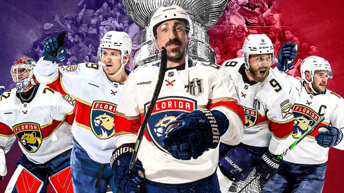 Florida Panthers players celebrating winning the Stanley Cup