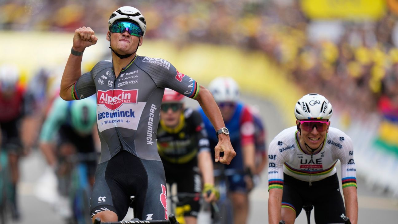 Van der Poel holds off Pogačar for TdF stage 2 win