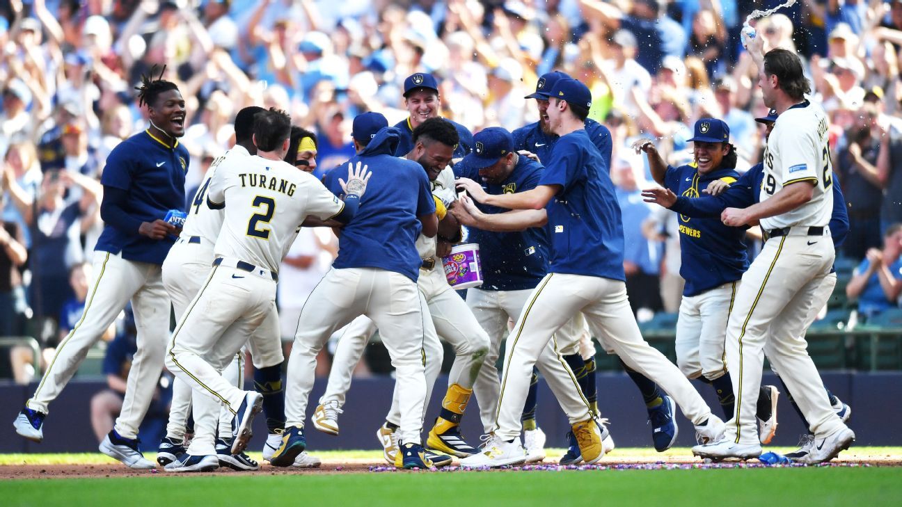 Jackson Chourio, Brewers extend Dodgers' skid to 6 games - ESPN