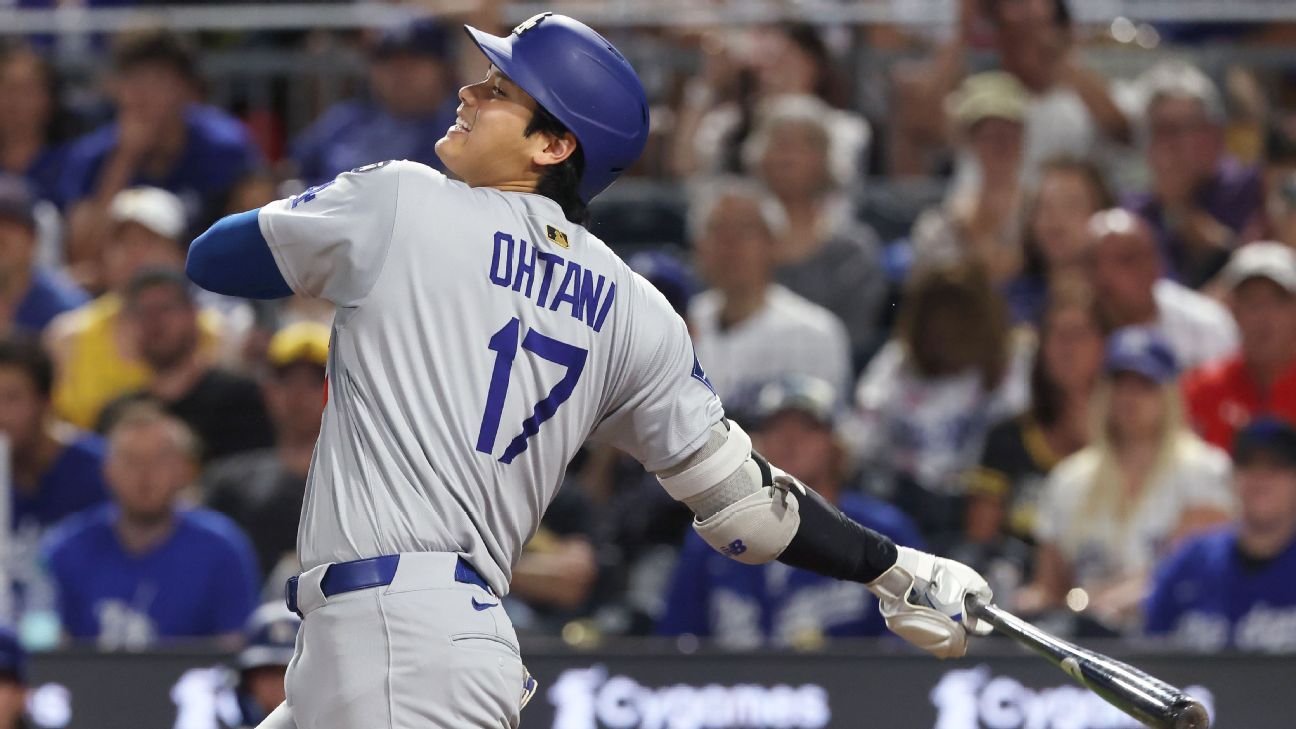 Ohtani ties career high as 54th HR goes swimming