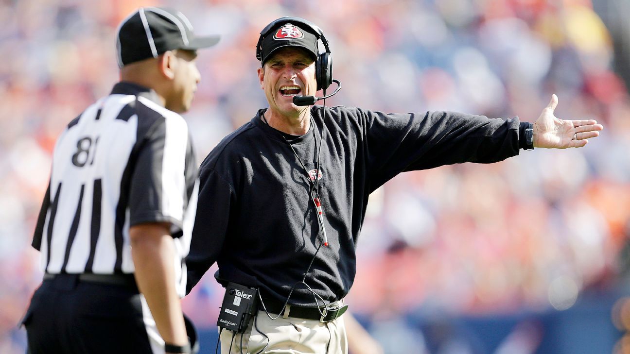 Jim Harbaugh dirigió a los 49ers al Super Bowl XLVII.