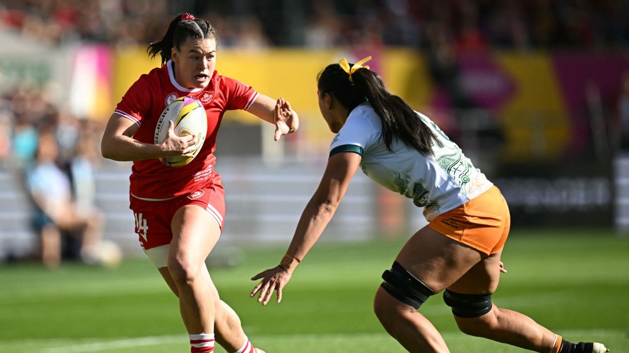 Alysha Corrigan anotó dos veces para Canadá.