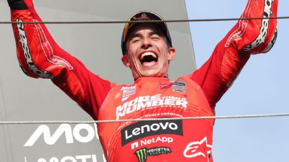 Marc Márquez celebrating his seventh MotoGP world championship