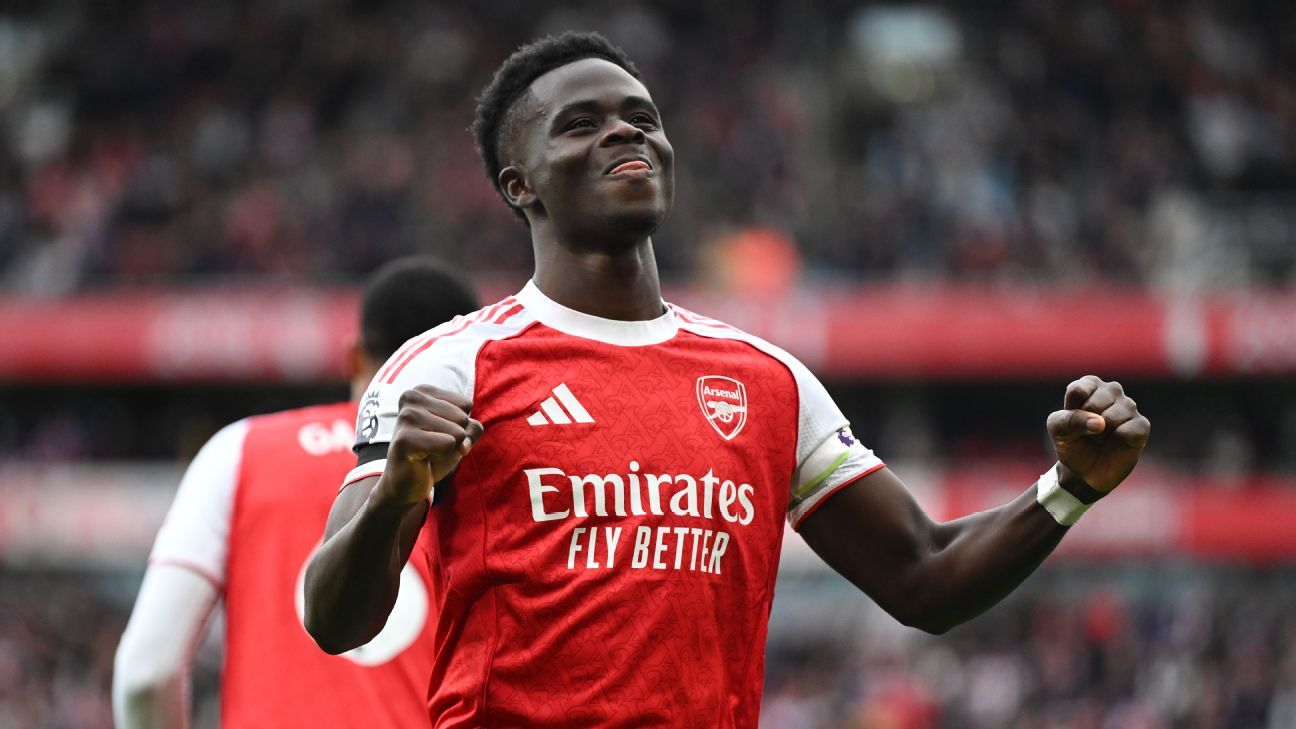 Bukayo Saka scored on his 200th Arsenal appearance.