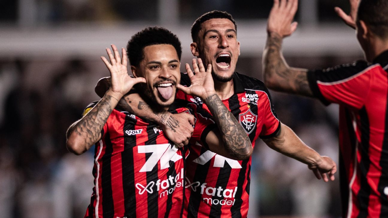 Com provocação a Neymar, Vitória bate o Santos na Vila Belmiro e embola luta contra o rebaixamento no Brasileirão