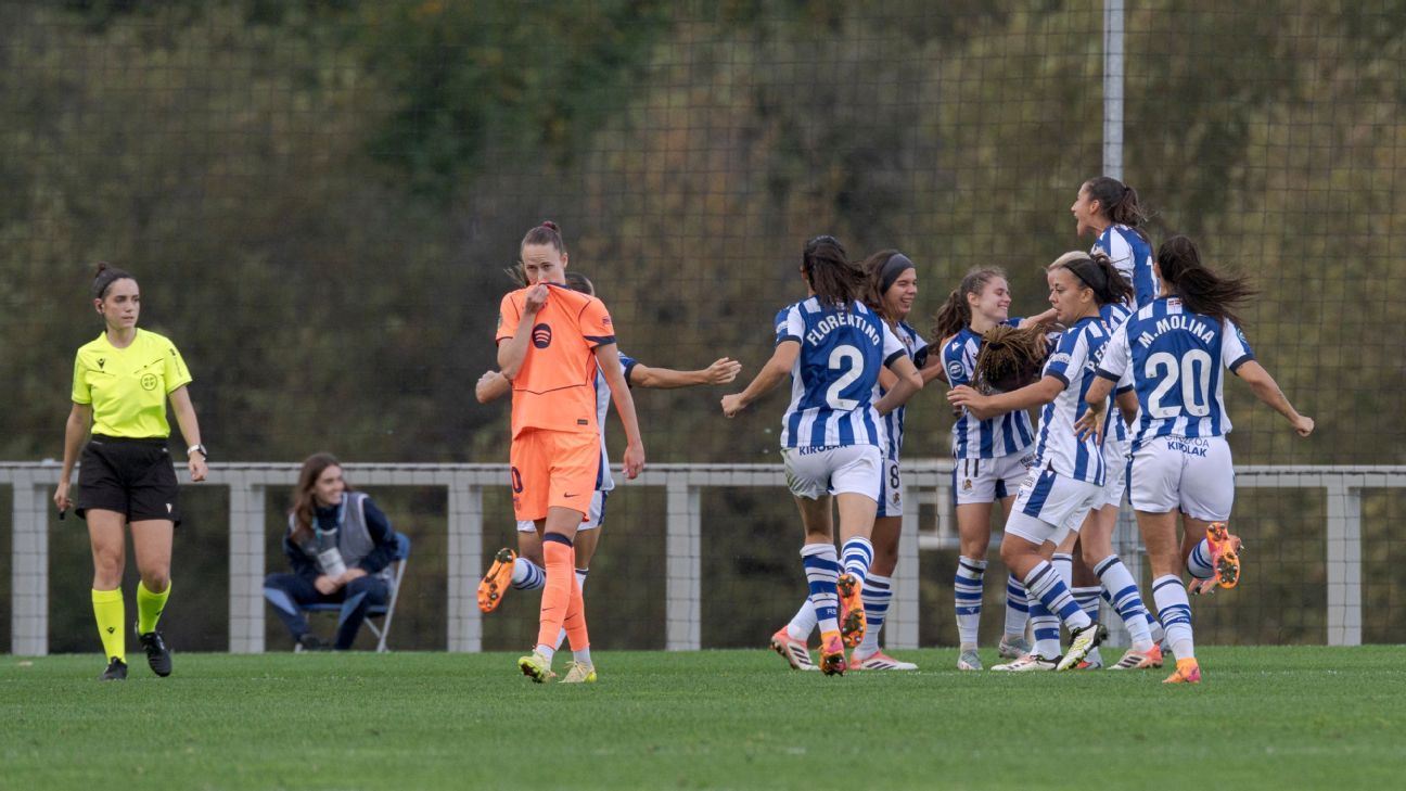 Barça end 10-game Liga F win streak vs. La Real