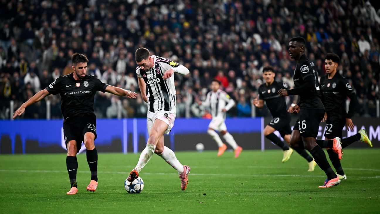 Juventus sai atrás, busca empate com o Sporting e segue sem vencer na Champions