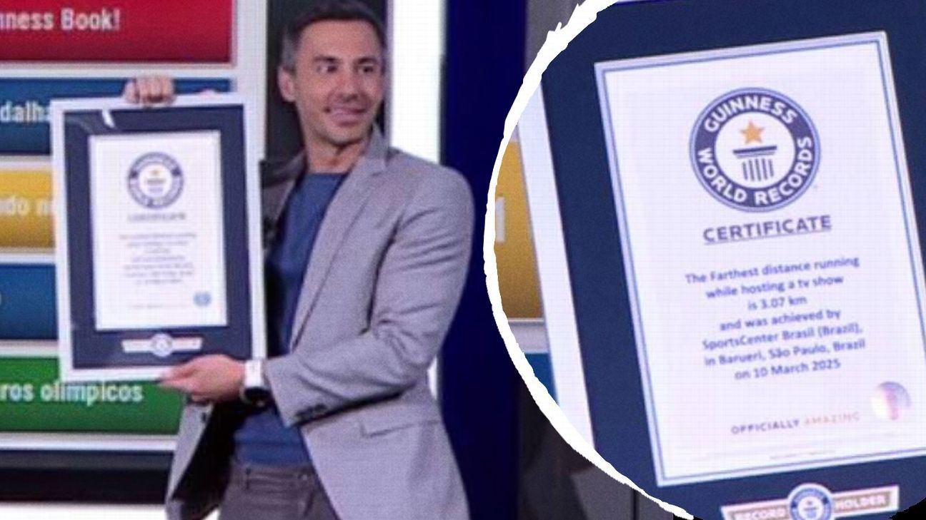 SportsCenter Brasil entra no Guinness Book após recorde mundial de maior distância percorrida durante programa de TV