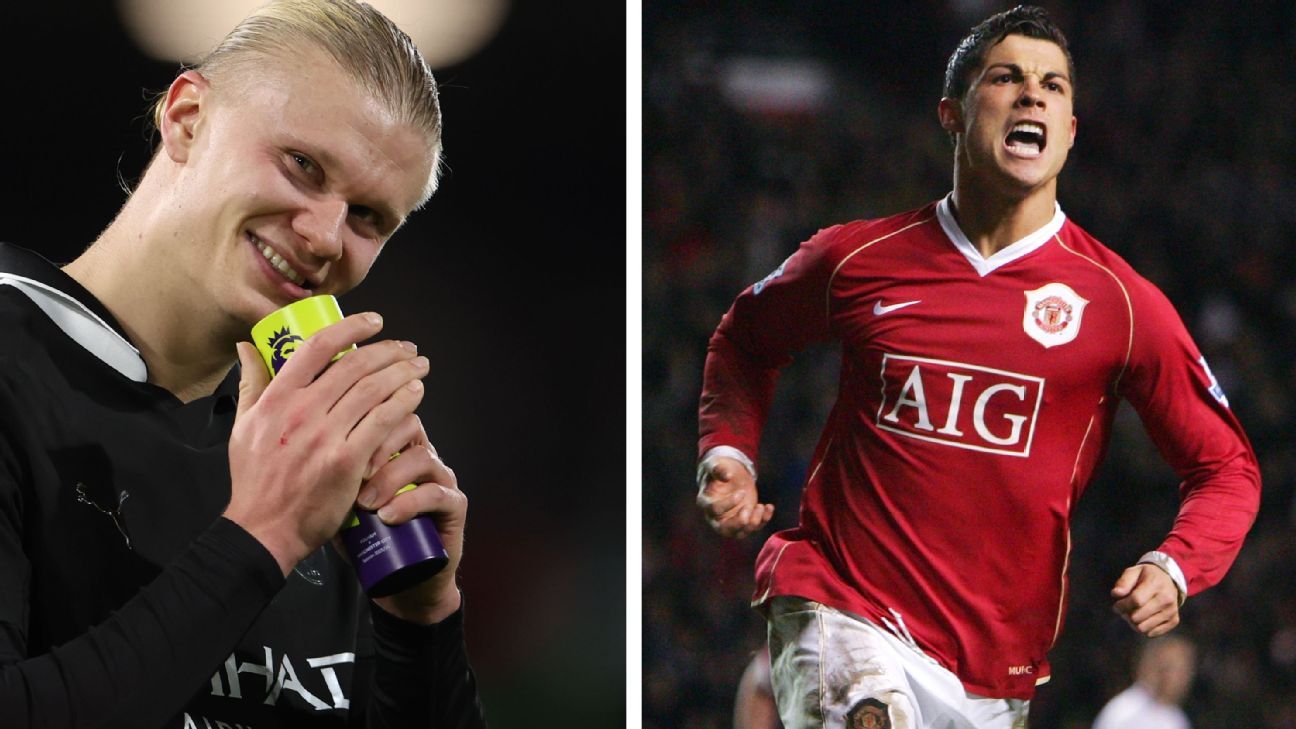 How many goals until Erling Haaland beats Cristiano Ronaldo Premier League goal tally?