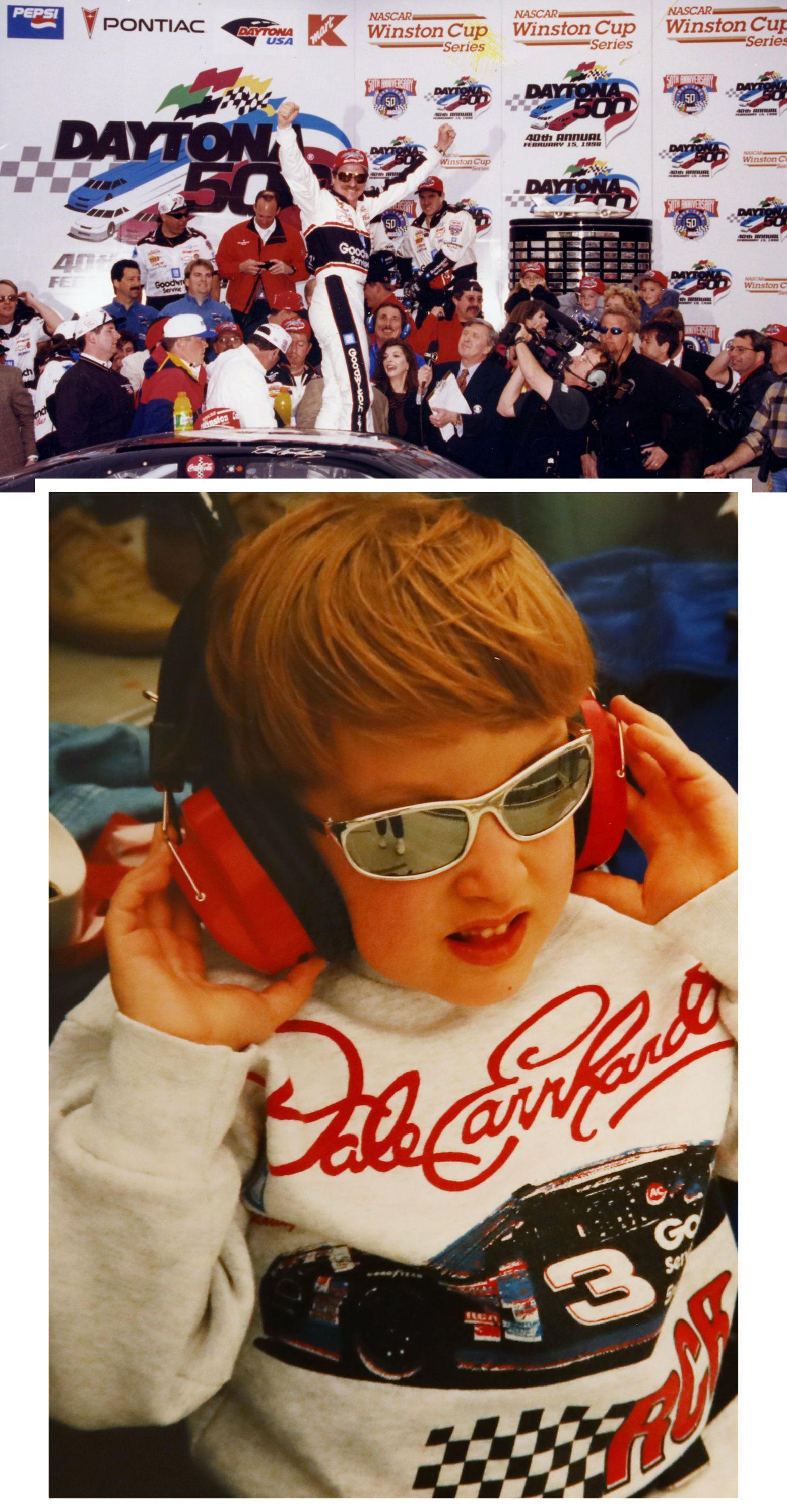 Dale Earnhardt con la bandera a cuadros