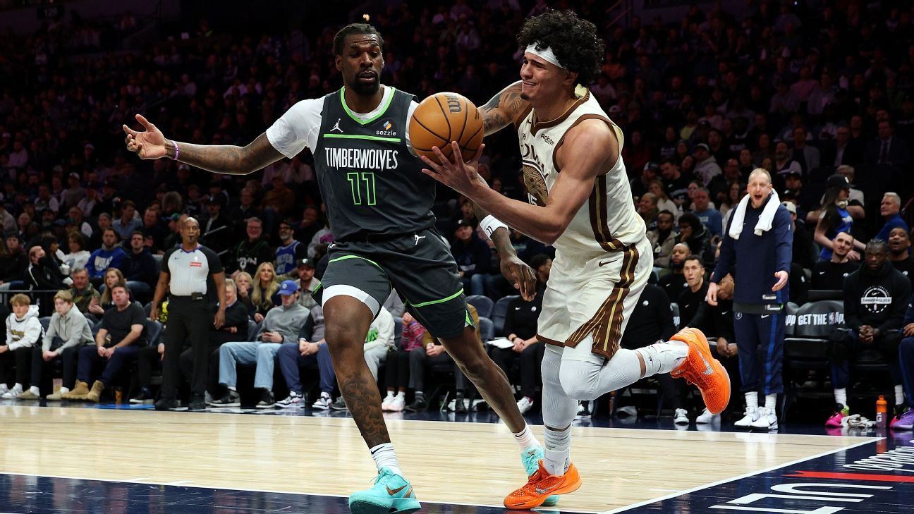 NBA: Gui Santos contra os Wolves (Foto: David Berding/Getty Images)