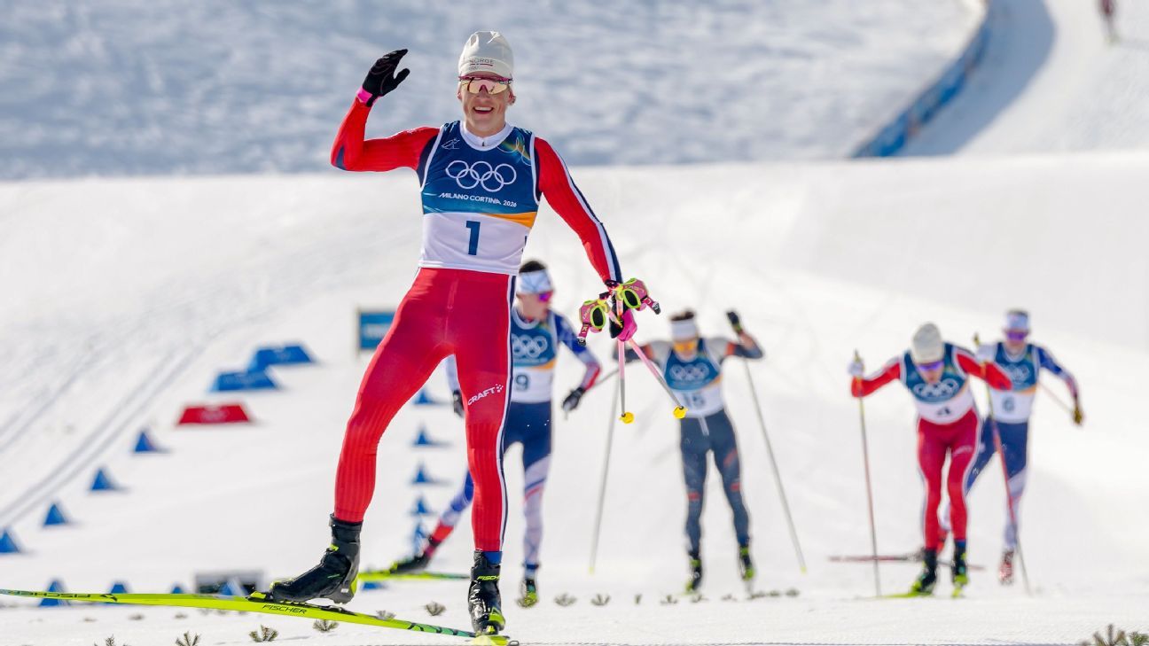 Norway's Klaebo gets 6th gold with skiathlon title