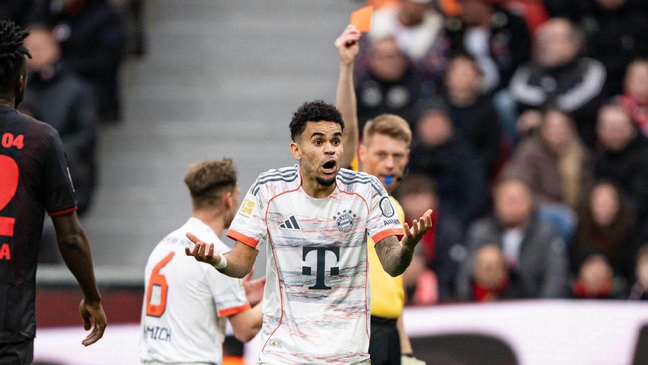 Luis Diaz, do Bayern de Munique, recebeu cartão vermelho do árbitro
