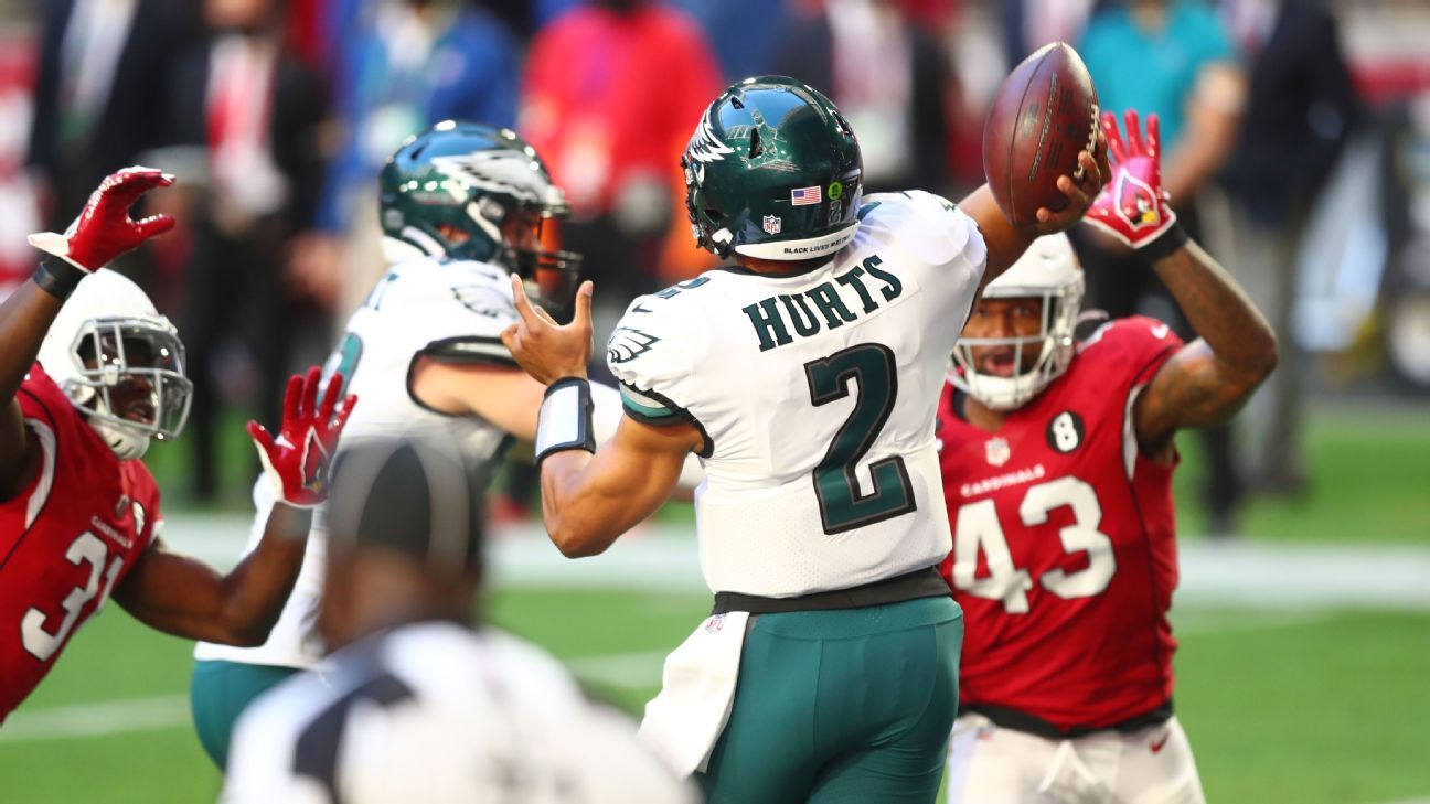 Rookie Jalen Hurts continues to ignite Philadelphia Eagles offense, though in a losing effort