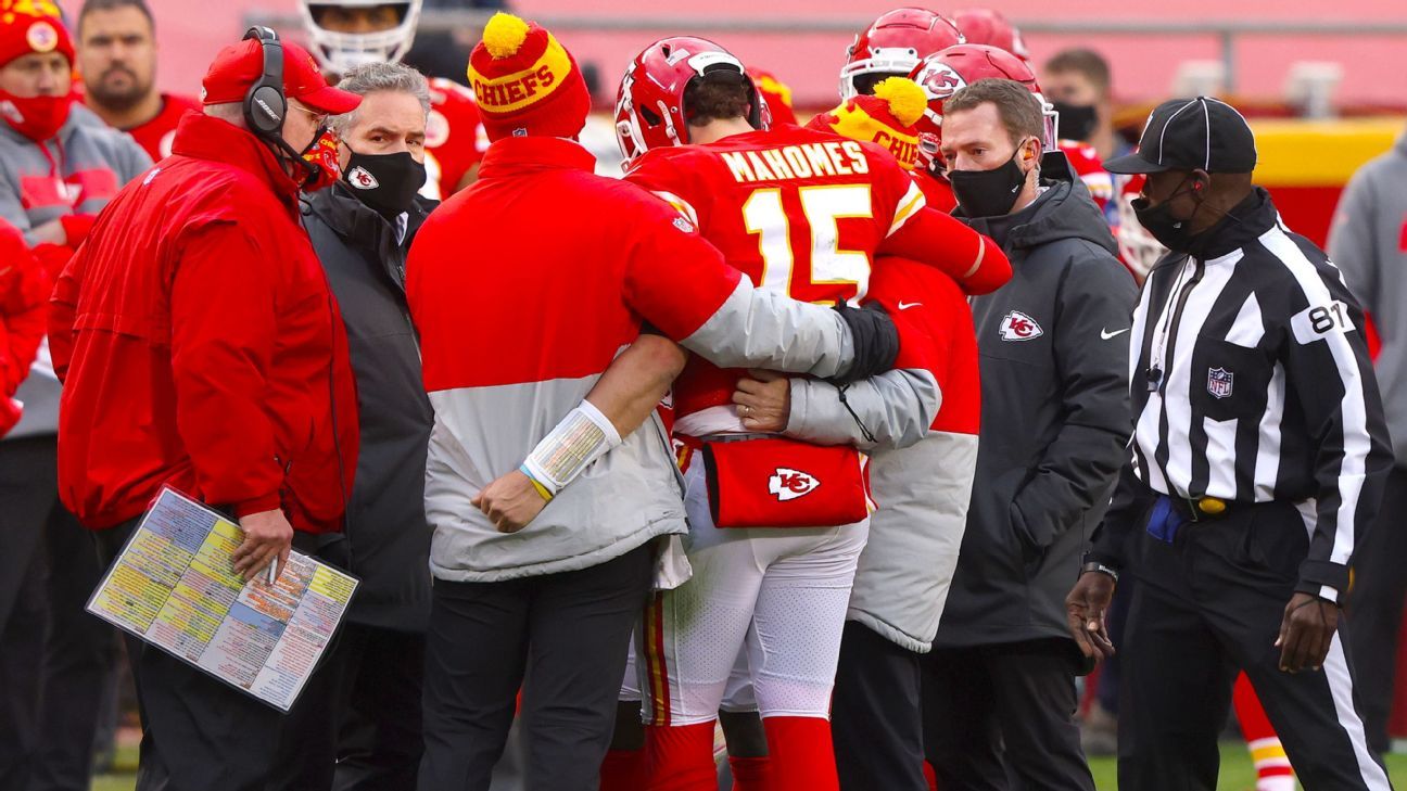 Andy Reid, coach of Kansas City Chiefs, says before the concussion protocol, Patrick Mahomes might have returned